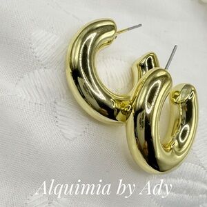 Chunky Gold Polished chunky Hoops • Minimal Everyday Hoops